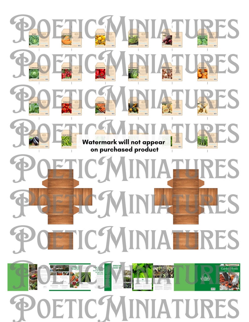 Miniature Seed Packets Garden Set Miniature Garden Magazine for 1:12 ...