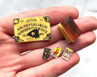 Miniature Ouija Board Set 1:12 Scale Ouija Board Tarot Cards Spooky Miniature - Digital Download Dollhouse Printable PDF