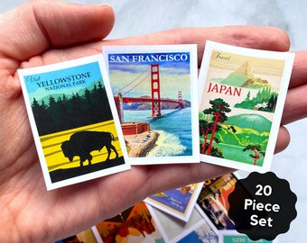 Miniature Travel Posters: Vintage Dollhouse Wall Art (20 Piece) (Digital Download)