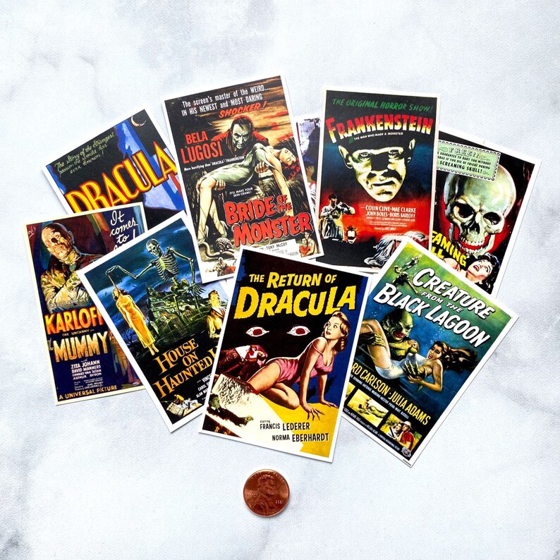 Miniature Horror Movie Posters Dollhouse Vintage Wall Art 112 Etsy