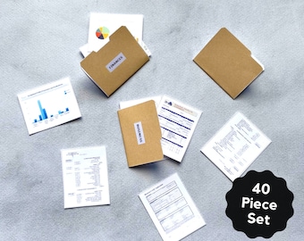 Dollhouse File Folders - Miniature Business Documents - Digital Download - 40 Pieces