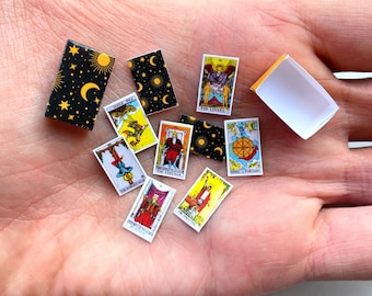 Miniature Tarot Cards 1:12 Scale Tarot Card Set Dollhouse Tarot Cards - Digital Download Printable PDF - DIY Print and Cut