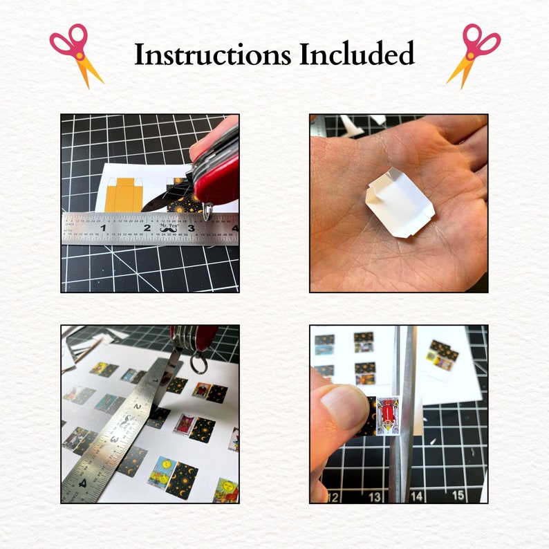 Miniature Tarot Cards 1:12 Scale Tarot Card Set Dollhouse Tarot Cards Digital Download Printable PDF DIY Print and Cut image 6