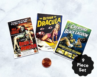Miniature Horror Movie Posters: Dollhouse Vintage Wall Art (Digital Download)