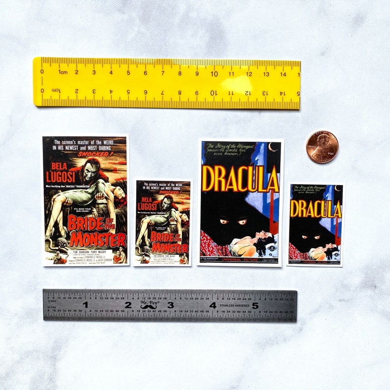 Miniature Horror Movie Posters Dollhouse Vintage Wall Art 112 Etsy