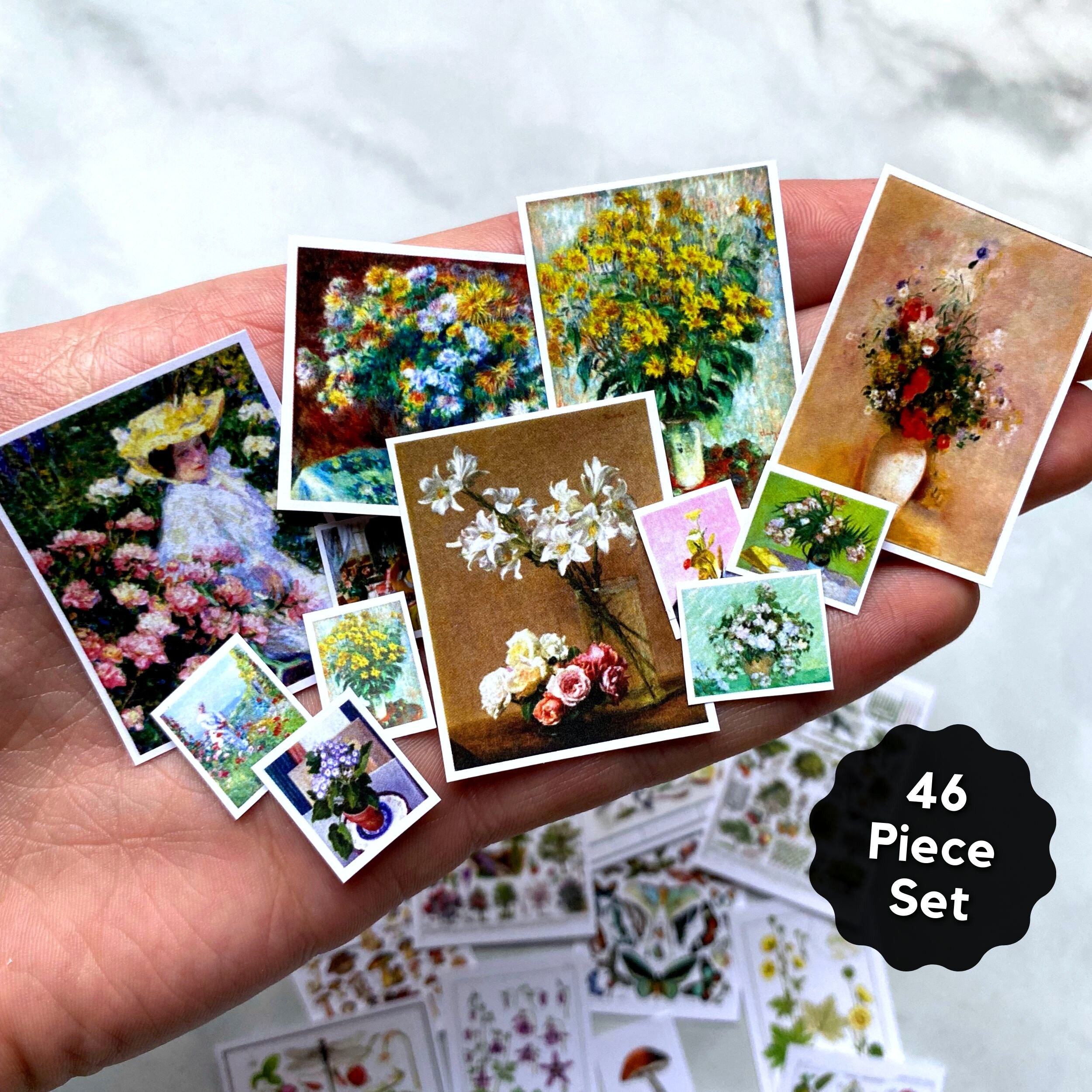 Miniature Dollhouse Plant Posters Flower Paintings Postcards for 1:12 ...
