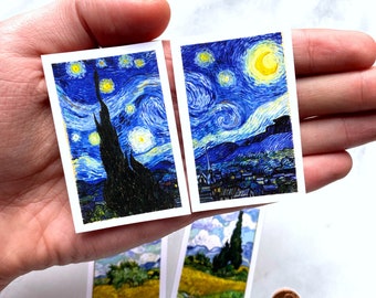 Miniature Van Gogh Paintings Dollhouse Wall Art 1:12 Scale Van Gogh Split Wall Art - Digital Download Dollhouse Printable PDF