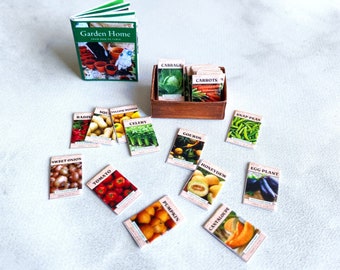 Miniature Seed Packets Garden Set Miniature Garden Magazine for 1:12 Scale Dollhouses Dioramas - Digital Download Printable Project