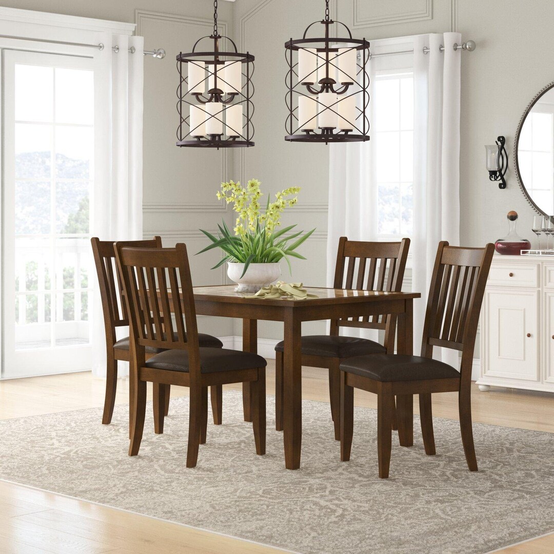 5 Piece Set Espresso Dining Room Furniture Dining Etsy