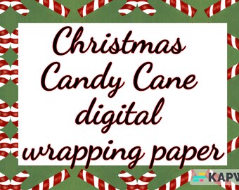 Christmas Candy Cane Digital Wrapping Paper