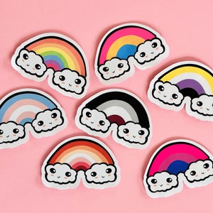 Etiquetas do orgulho do arco-íris LGBTQIA+ da | Adesivo fofo gay, bissexual, transgênero, não binário, lésbica, sáfico, assexuado, WLW, LGBT, pansexual