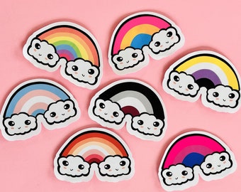 Flag Rainbow LGBTQIA+ Pride Stickers | Cute Gay, Bisexual, Transgender, Nonbinary, Lesbian, Sapphic, Asexual, WLW, LGBT, Pansexual Sticker