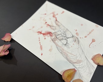 Impresión artística de línea / Mano femenina / Hermoso diseño simple / Impresión elegante, minimalista y sensual / Regalo para aniversario y cumpleaños