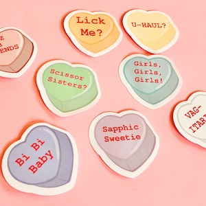 Stickers chérie lesbienne brillant | Arc-en-ciel homosexuel mignon, bisexuel, saphique, lesbienne WLW Sticker | Amoureux gays drôles | Coeur de conversation