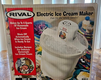 Rival 4 Quart Electric Ice Cream Maker M-8401 Auto Fun For Family New/Open Box