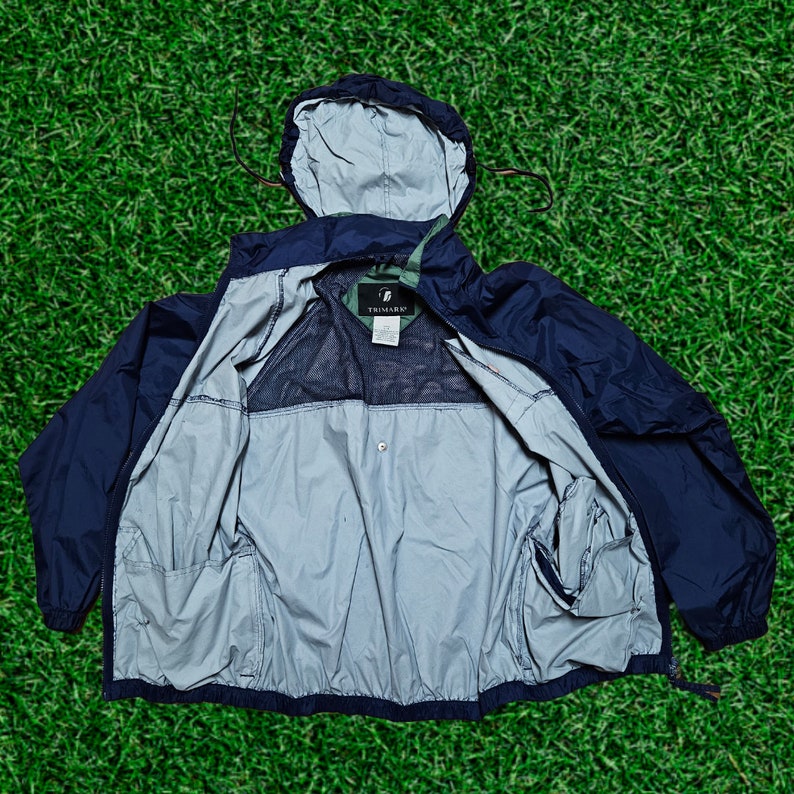 Trimark Mens Large Sun Logo Windbreaker Raincoat Hoodie Full Zip Jacket