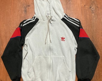 Vintage 88-90er Jahre Adidas Trainingsjacke Voll-Zip Retro Hoodie Herren Medium Pullover