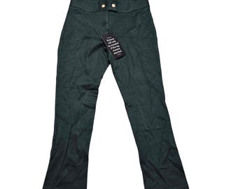 Pantaloni Tuckernuck Ashford, nuovi con etichette, verde oliva, modello cropped a zampa d'elefante, vita alta, taglia L.