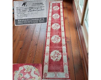 MCM 50s/60s Chinese Rug Runner Red Dragon Carpet SILK Quality APPROVED! HandKnot