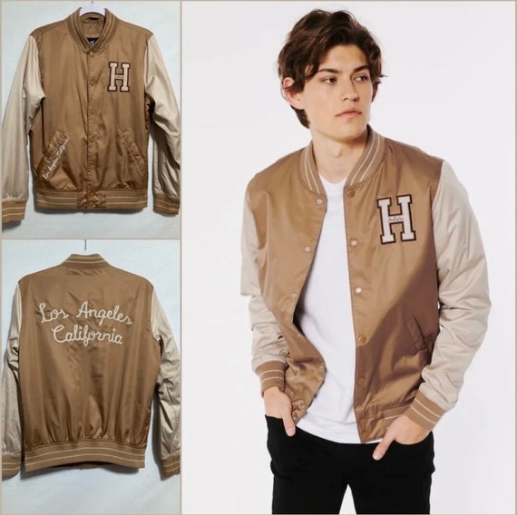 Veste Hollister Los Angeles California pour homme petite taille boutons pression manteau aviateur souvenir marron style vintage Etsy France