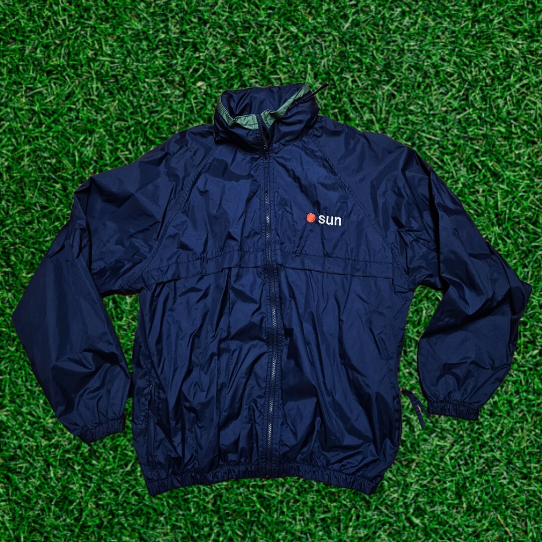 Trimark Mens Large Sun Logo Windbreaker Raincoat Hoodie Full Zip Jacket