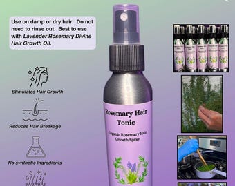 Tónico orgánico de romero para el crecimiento del cabello: salud del cuero cabelludo, spray de 113 ml