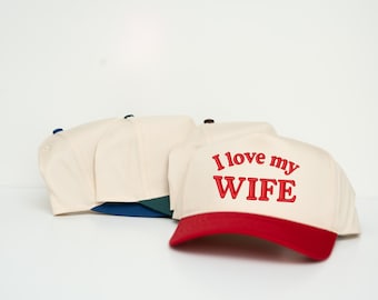 I Love My Wife Trucker Hat: Distressed Vintage Style Husband Gift