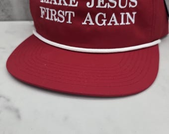 Embroidered Golf Cap: Make Jesus First Again, Christian Faith Wear