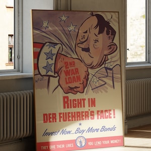 Justo en la cara de Der Führer Cartel Bonos de defensa Sellos Cartel Cartel de propaganda WW2 Cartel