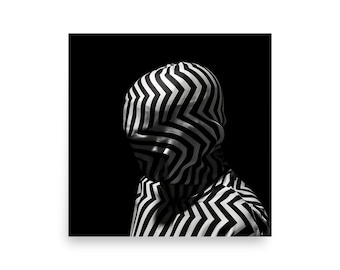 Abstract Human Optical Illusion Poster Print "Contemplation" | Op Art Decor