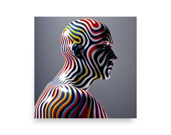 Colorful Optical Illusion Man Poster - Vibrant and Unique Wall Art for Home or Office Decor