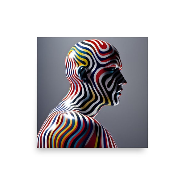 Colorful Optical Illusion Man Poster - Vibrant and Unique Wall Art for Home or Office Decor