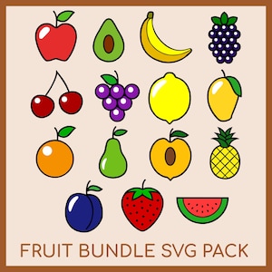 Obst SVG & PNG, Schnittdateien für Cricut, digitaler Download