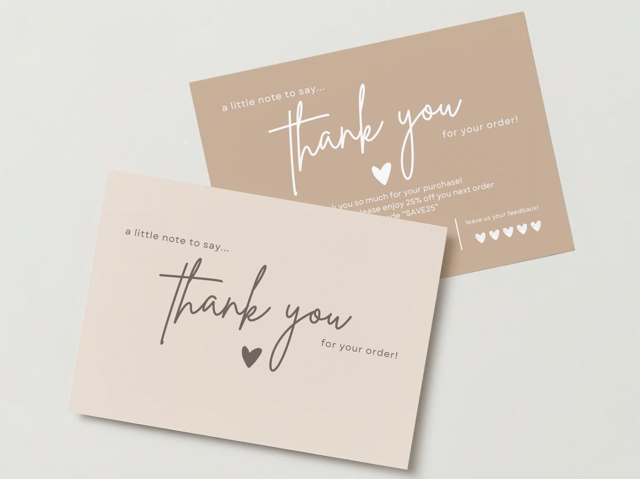Double Sided Modern Thank You Card Small Business Thank You Card ...
