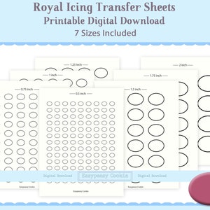 Ovale Royal Icing Transfer Sheet Template, 0,75&quot;, 1&quot;, 1,25&quot; 1,5&quot;, 2&quot;, Cookie versieren, oefenen, herbruikbare afdrukbare digitale download
