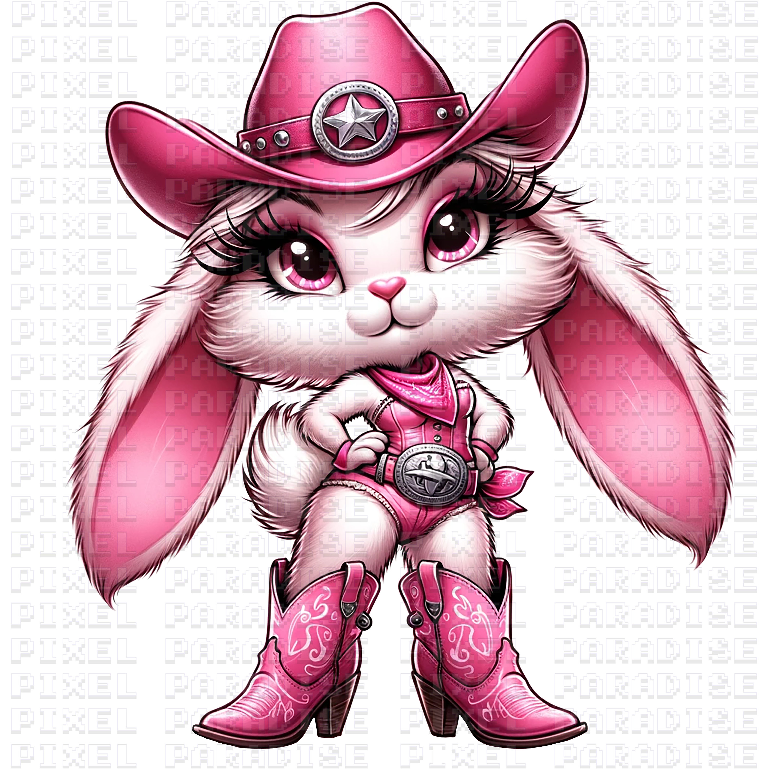 Buckle Bunny PNG, Pink Bunny Png, Pink Cowgirl, Bunny Easter PNG