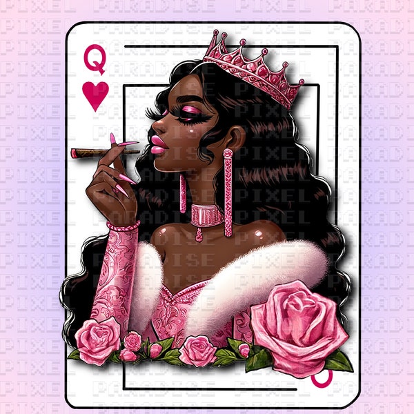 Queen of Hearts Png, Marijuana Png, Cannabis Png, Black woman Smoking Png, princess png, playing card png, your highness shirt png, weed png