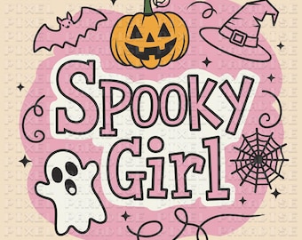 Spooki Season Png, dziewczęce halloween png, damskie halloween png, słodkie halloween png, różowe halloween png, dziecięce halloween png, upiorny sezon