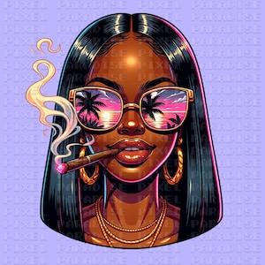 Stoner Png, Smoker Png, Girly Stoner Png, Rolling up some Sprit Png, Tropical png, marijuana png, black girl png, black woman png, weed png