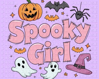 Spooki Season Png, dziewczęce halloween png, damskie halloween png, słodkie halloween png, różowe halloween png, dziecięce halloween png, upiorny sezon