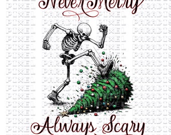 Merry Png, Kerstmis PNG, Halloween Png, Skeleton Christmas Png, Halloween Kerstmis, Halloween Kerstmis Sublimatie, Anti Kerstmis PNG