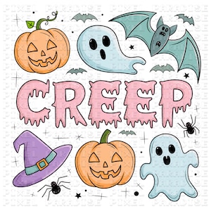 cute and creepy png, pink halloween png, creep png, lets go ghouls png, wicked cute png, cute ghost png, little ghost png, cutesy halloween