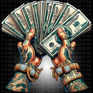 Denaro Png, Dollaro Png, denaro contante png, mani da uomo, tatuaggio png, oro png, diamanti png, banconota da un dollaro png, disegni png da uomo, sublimazione da uomo