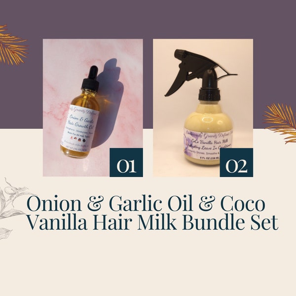 Leave In Conditioner Bundle Set| Gift Bundle| Coco Vanilla Hair Milk with Onion and Garlic Oil: The Perfect Duo for Healthy, Strong Hair