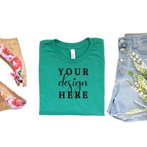 Bella and Canvas Kelly 3001C, Spring T-shirt Mockup, Bella and Canvas 3001C T-Shirt Mockup, Mockup, Women’s Tee Mockup