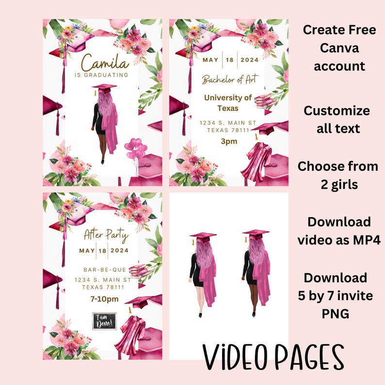 Graduation Invitation, Video Digital Invitation, Grad Announcement