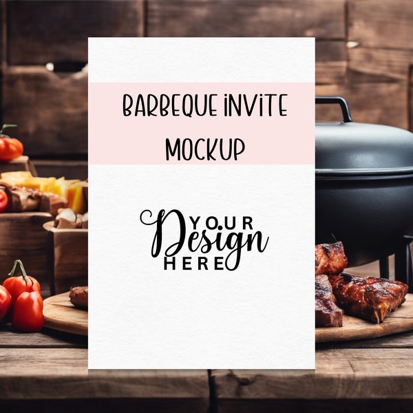 Barbeque Invitation Mockup, Spring Invitation Mockup, Barbeque Invite, Barbeque Card Mockup, Barbeque Photo PNG, Party Invitation Mockup