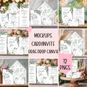 Einladung ziehen und ablegen Mockup, Hochzeitseinladung Mockup, ziehen und ablegen, Einladung, Hochzeitseinladung Mockup Bundle, Canva Einladung