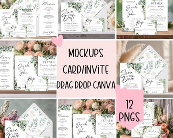 Invitation Drag and Drop Mockup, Wedding Invitation Mockup, Drag and Drop invitation, Wedding Invitation Mockup Bundle, Canva Invitation