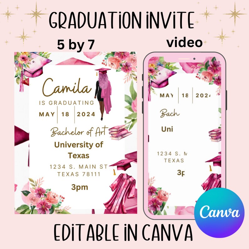 Graduation Invitation, Video Digital Invitation, Grad Announcement